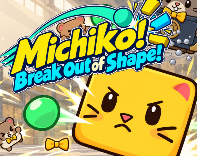Key art of Michiko bouncing a ball in the warehouse